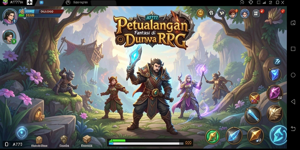 Tangkapan layar AT777 yang menunjukkan aksi pertempuran RPG yang mendebarkan.