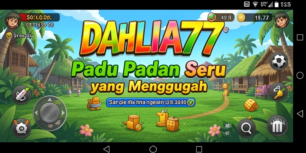Screenshot gameplay DAHLIA77 menunjukkan keseruan mencocokkan elemen warna-warni.