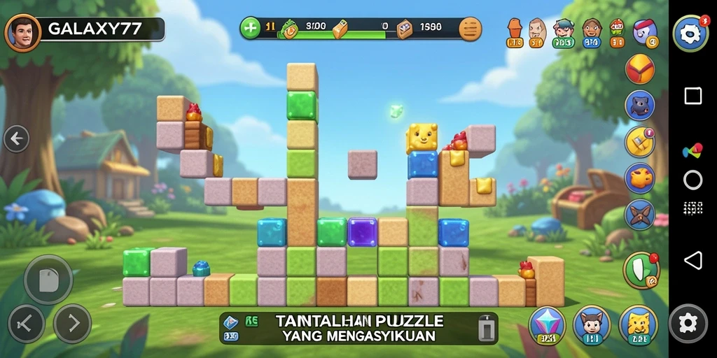 Tampilan gameplay dari GALAXY77 yang seru dan menantang.