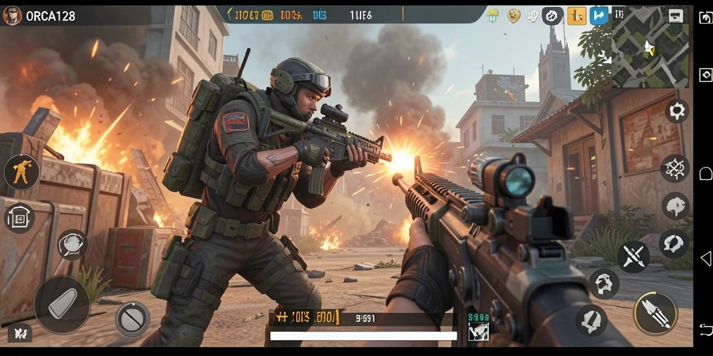 Gameplay seru di ORCA128, aksi tembak-menembak yang mendebarkan.