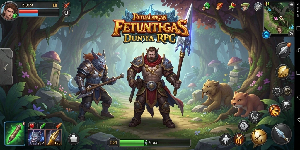 Tangkapan layar dari RI889 menunjukkan pertempuran seru dalam dunia RPG.