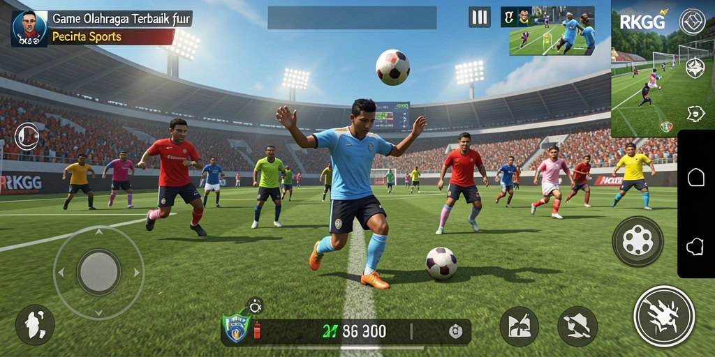 Screenshot utama RKGG menampilkan aksi seru dalam gameplay olahraga.