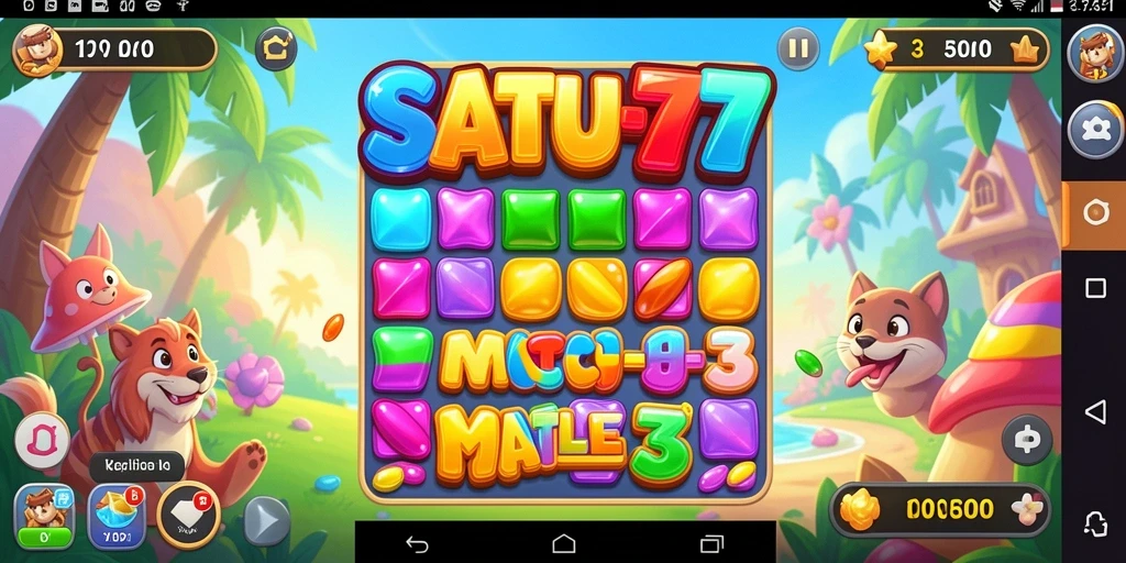 Gameplay seru SATU77 dengan tantangan Match-3 yang menarik.