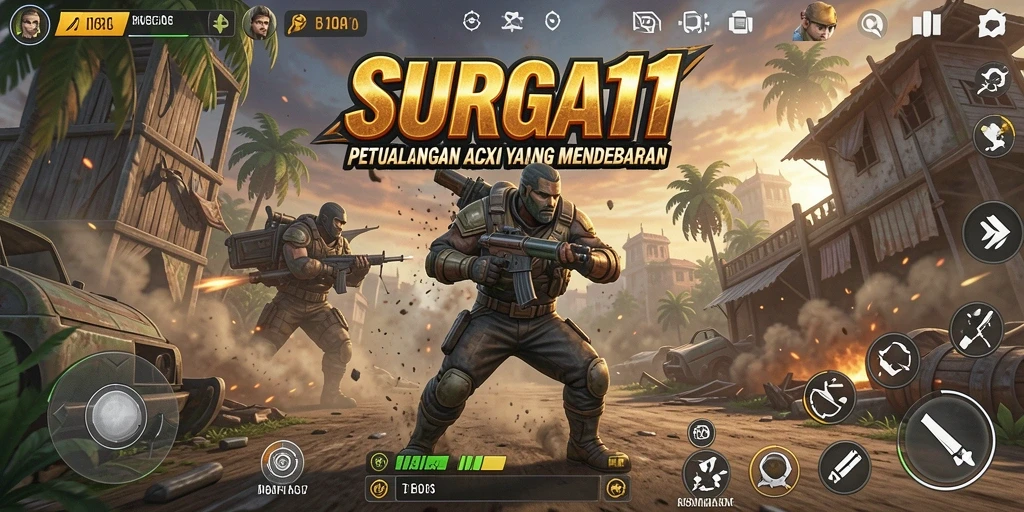 Screenshot SURGA11 menunjukkan aksi mendebarkan dalam pertarungan intens.