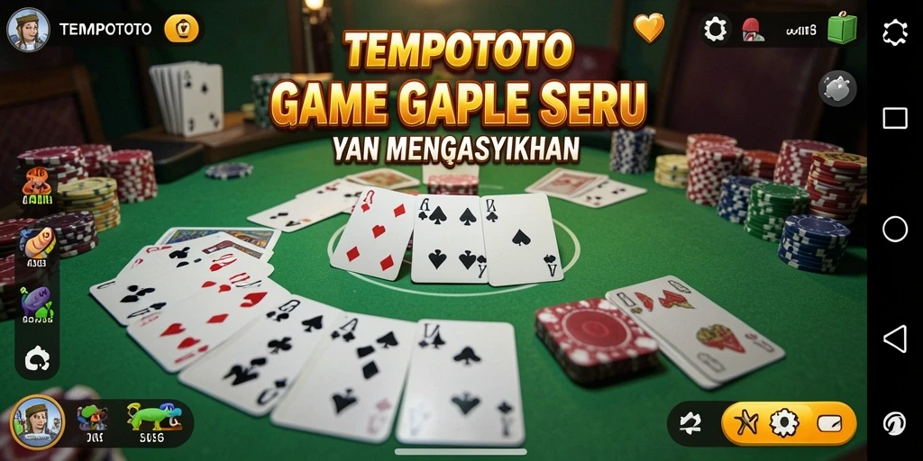 Screenshot TEMPOTOTO menampilkan permainan Gaple yang seru.